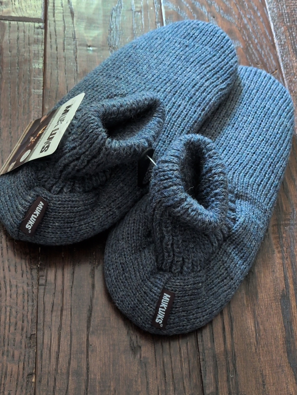 MUK LUKS I NWT Denim Blue Morty Ragg Wool Slipper Socks, L (10-11)
